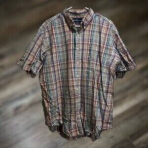 Ralph Lauren Men's Short Sleeve Plaid Button Down XL Multicolor Shirt - Cotton